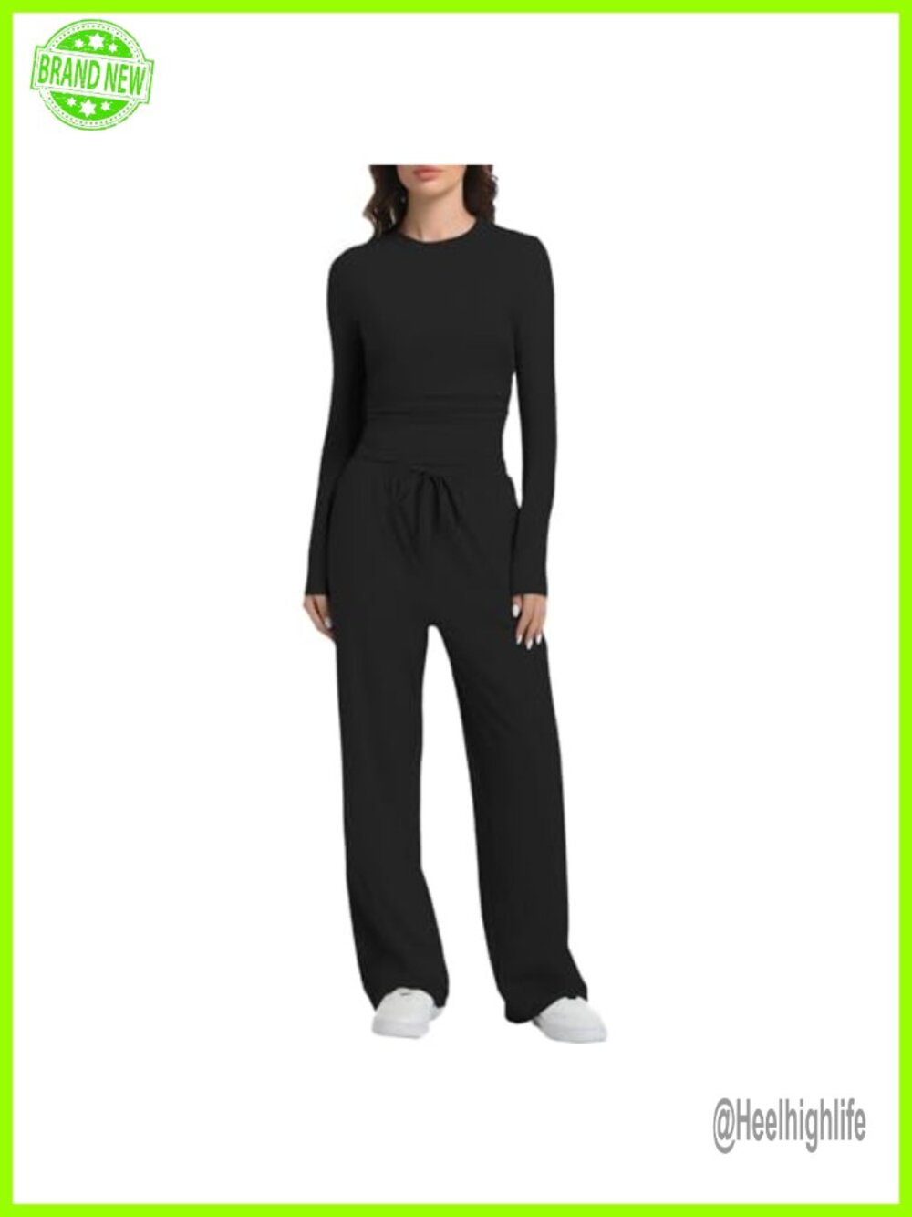 2 Piece Lounge Set Long Sleeve Wide Leg Tracksuit